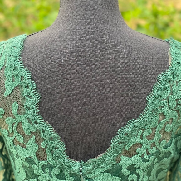 Tadashi Shoji Green Lace Embroidery Dress Size 6, Elegance, Details, Formal - Picture 5 of 7